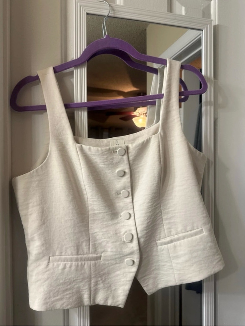 Joie Ivory Button-Front Cropped Vest